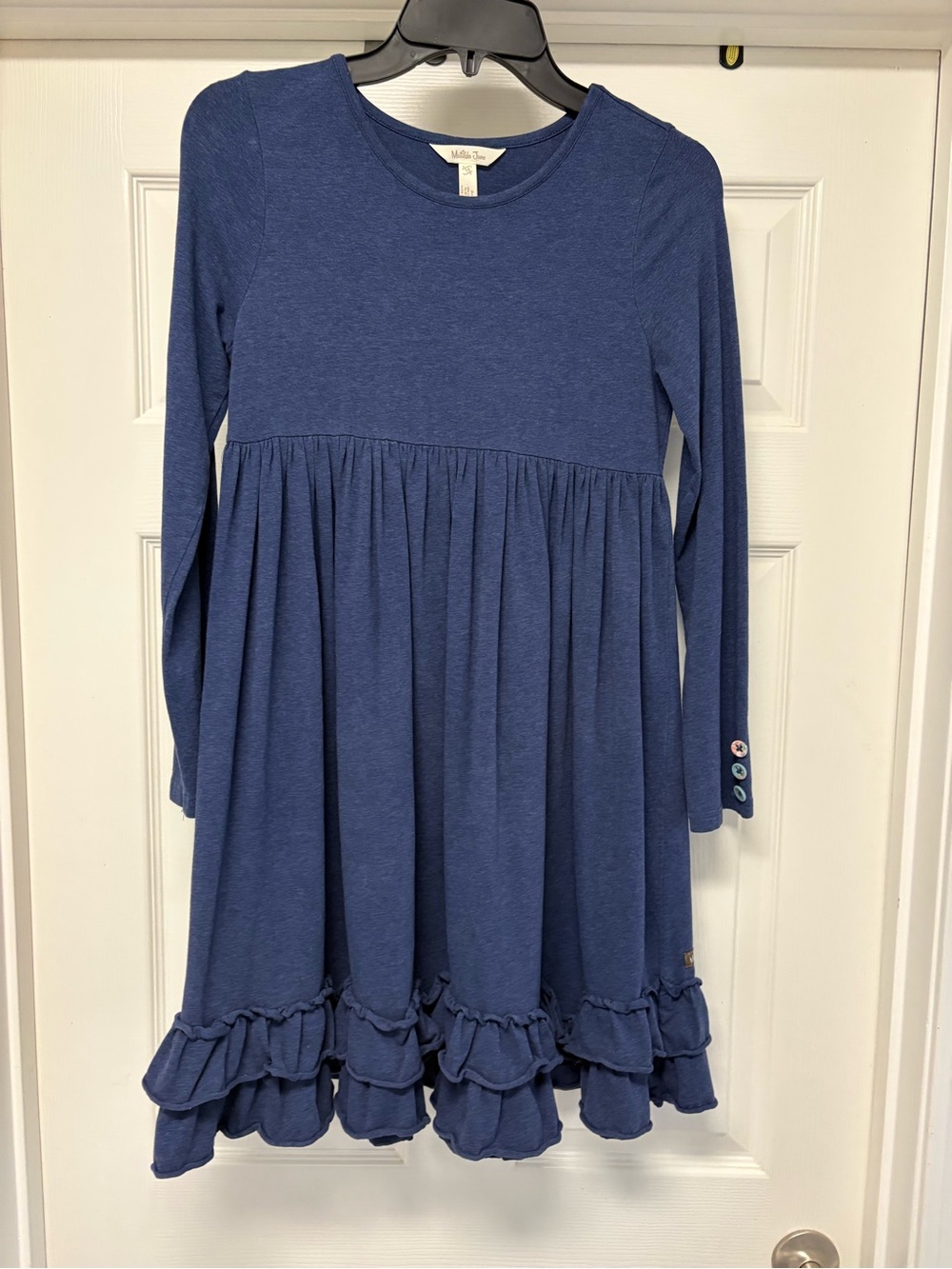 Matilda Jane Girls' Navy Long-Sleeve Ruffle Dress Size 14 Blue Fall Winter